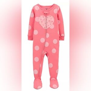 Pink Polka Dot Baby Girl Carter's Heart Zip-Up Footed Pj Size: 18m